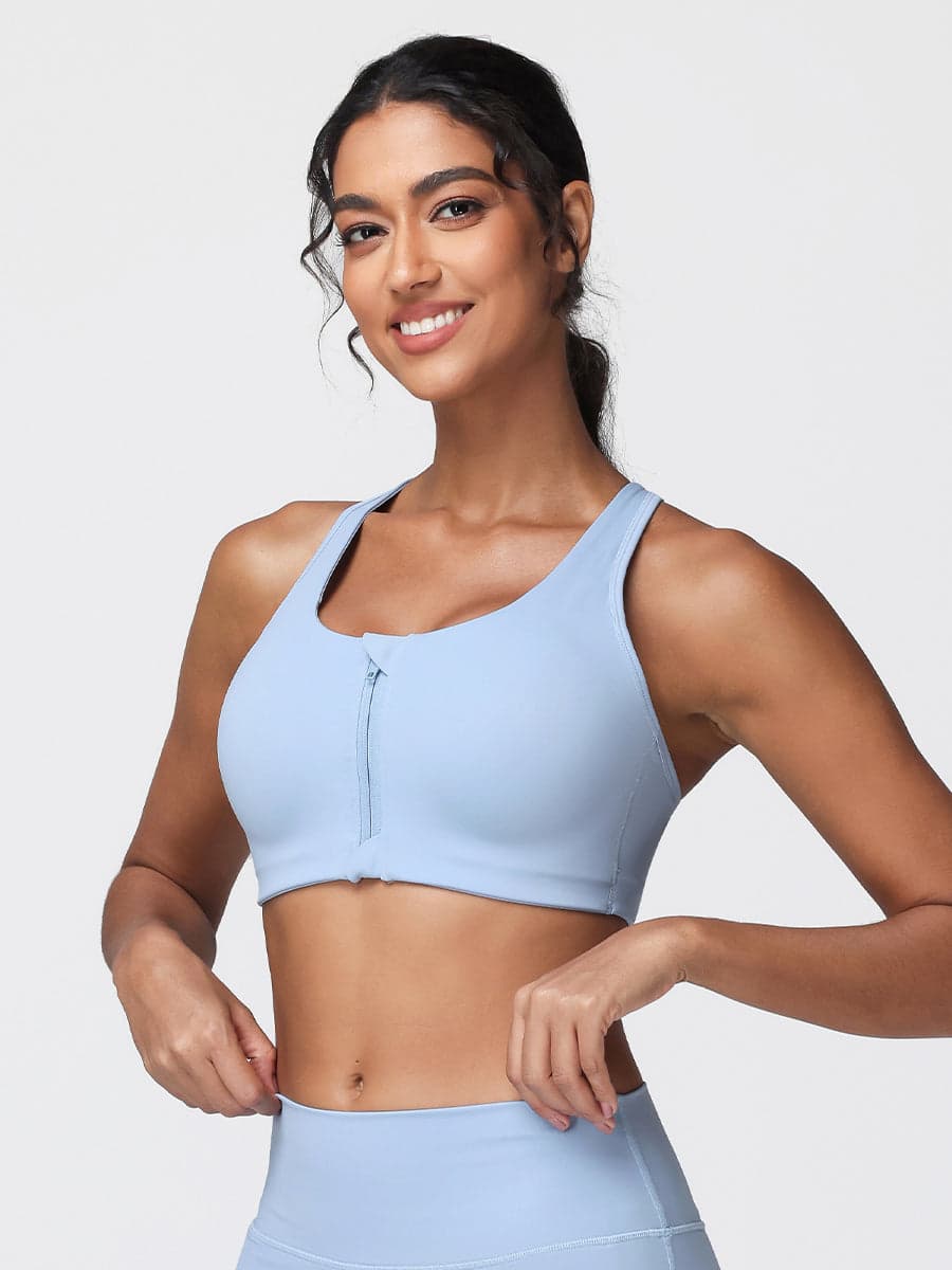 Zip Front Adjustable Strap Sports Bra – High Support Activewear