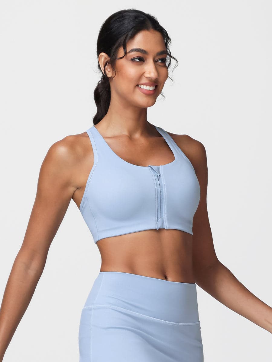 Zip Front Adjustable Strap Sports Bra – High Support Activewear