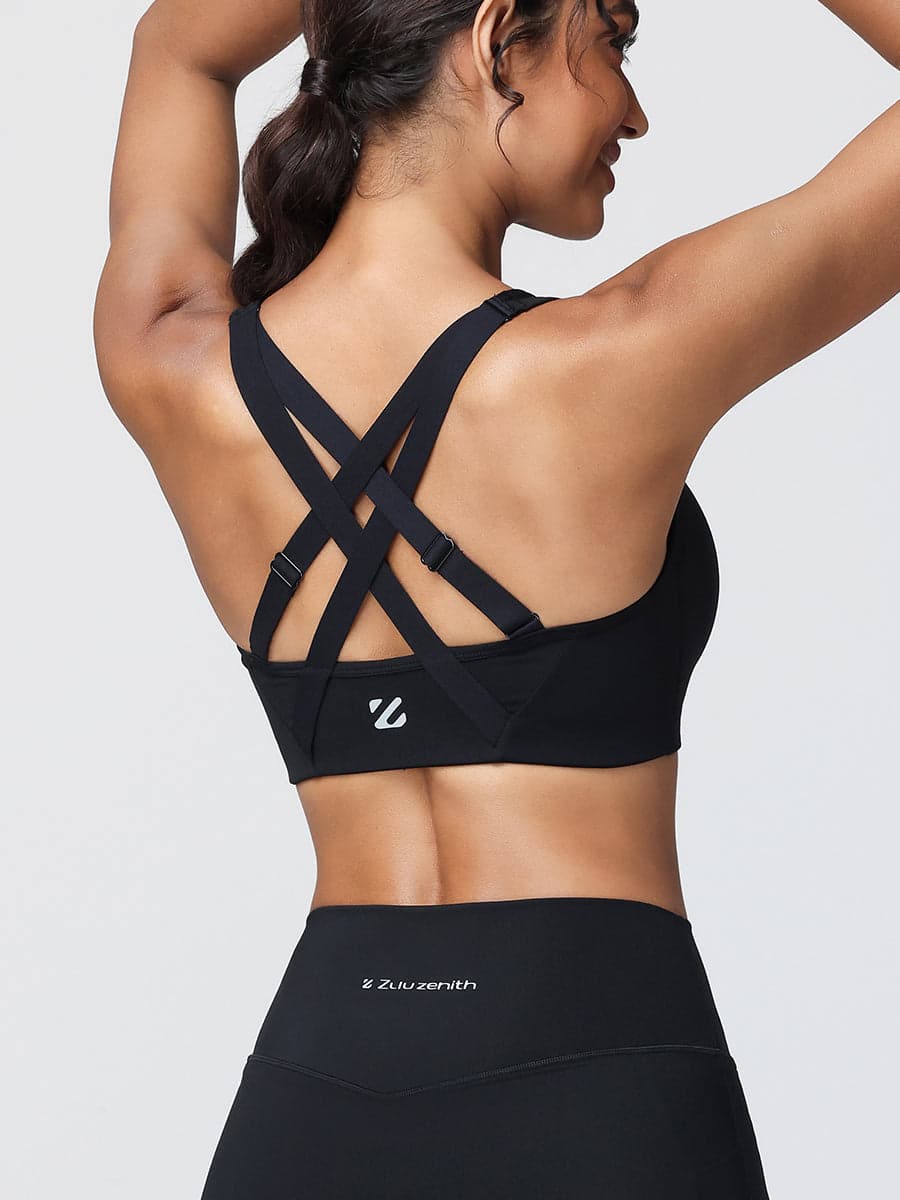 Zip Front Adjustable Strap Sports Bra – High Support Activewear