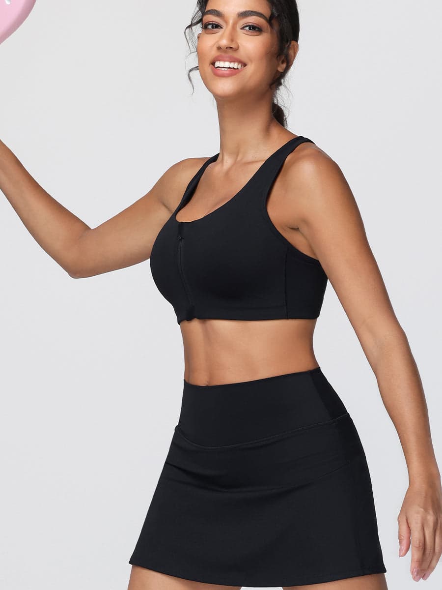 Zip Front Adjustable Strap Sports Bra – High Support Activewear