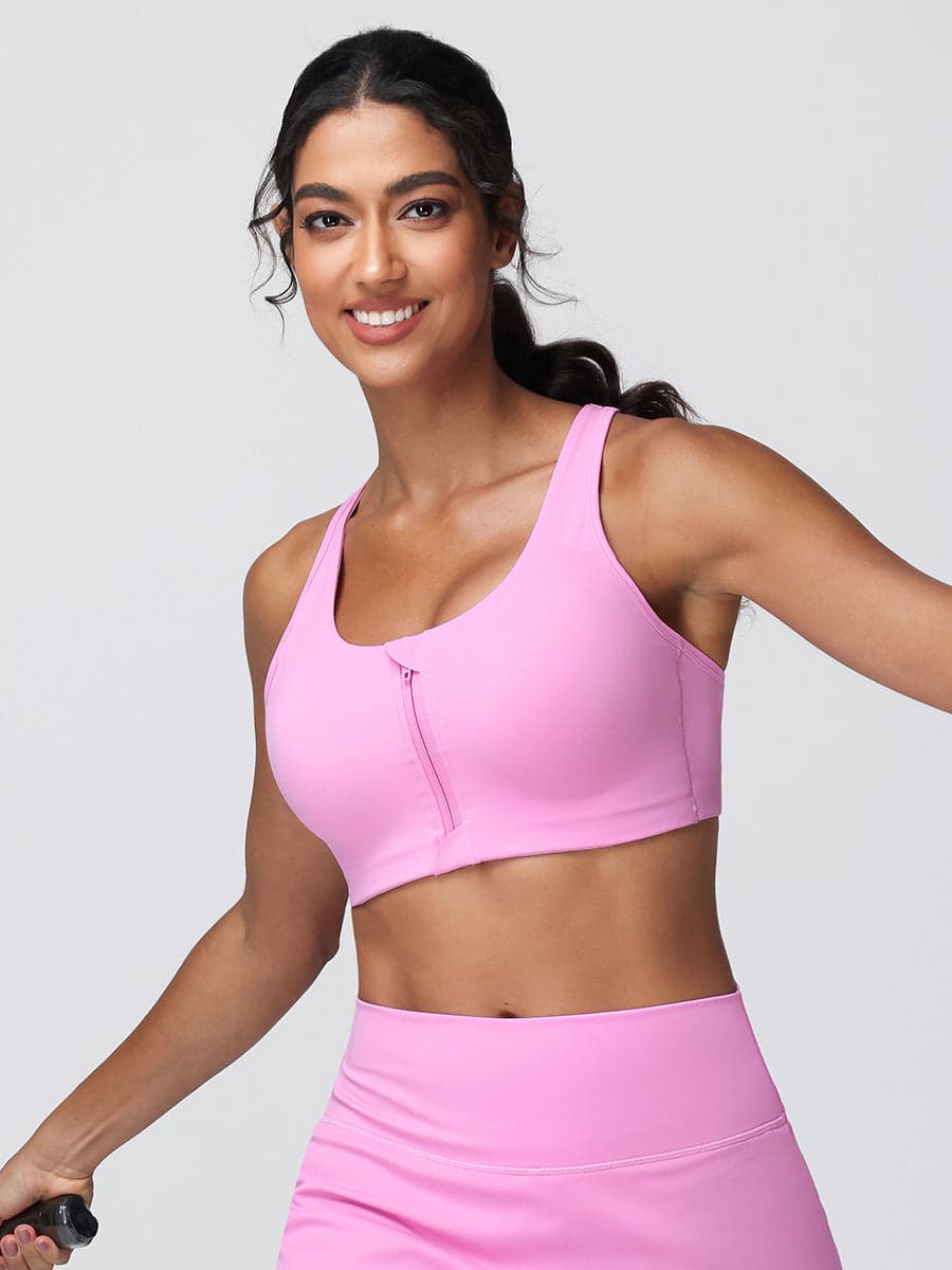 Zip Front Adjustable Strap Sports Bra – High Support Activewear