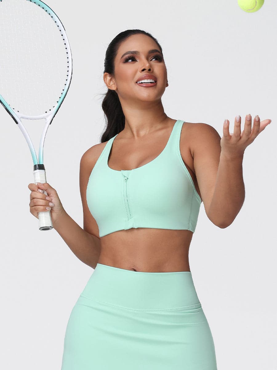 Zip Front Adjustable Strap Sports Bra – High Support Activewear
