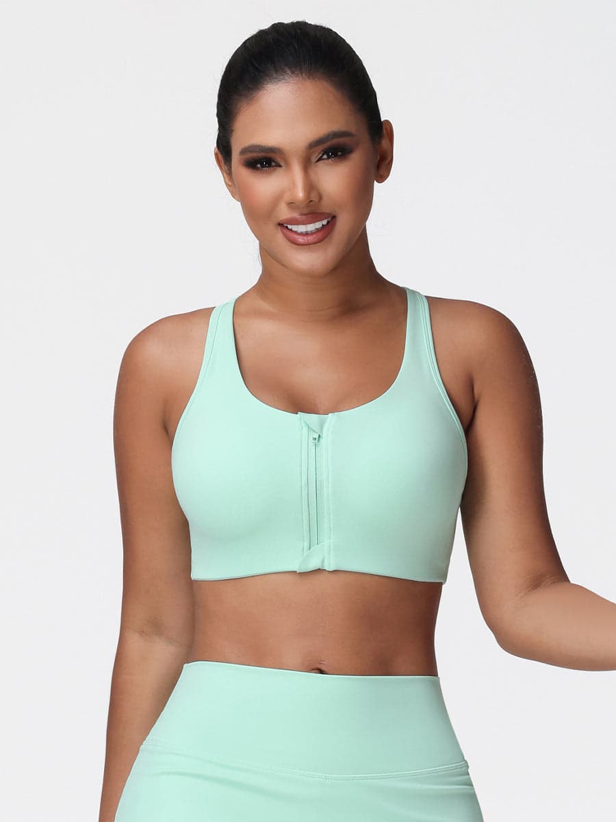 Zip Front Adjustable Strap Sports Bra – High Support Activewear