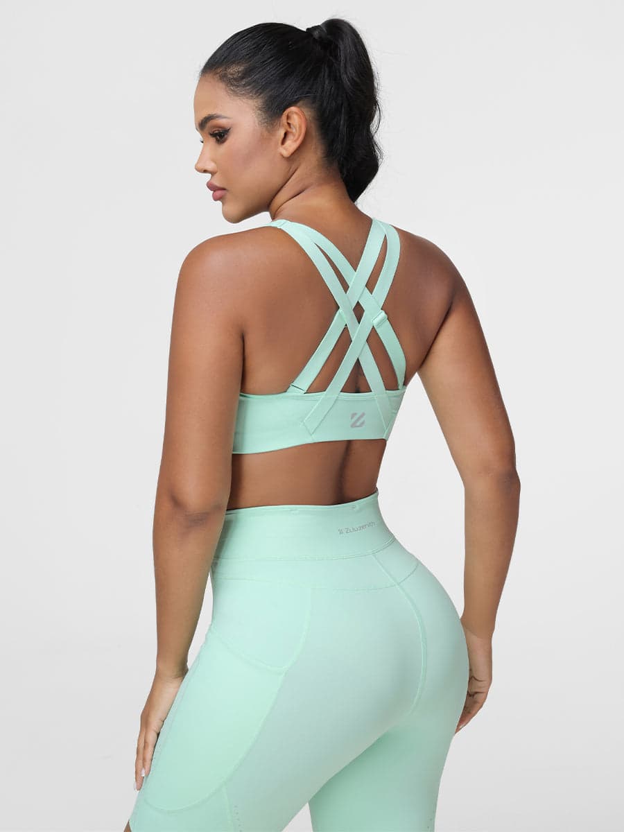 High-Support Zip Sports Bra & High-Waist Running Shorts Set