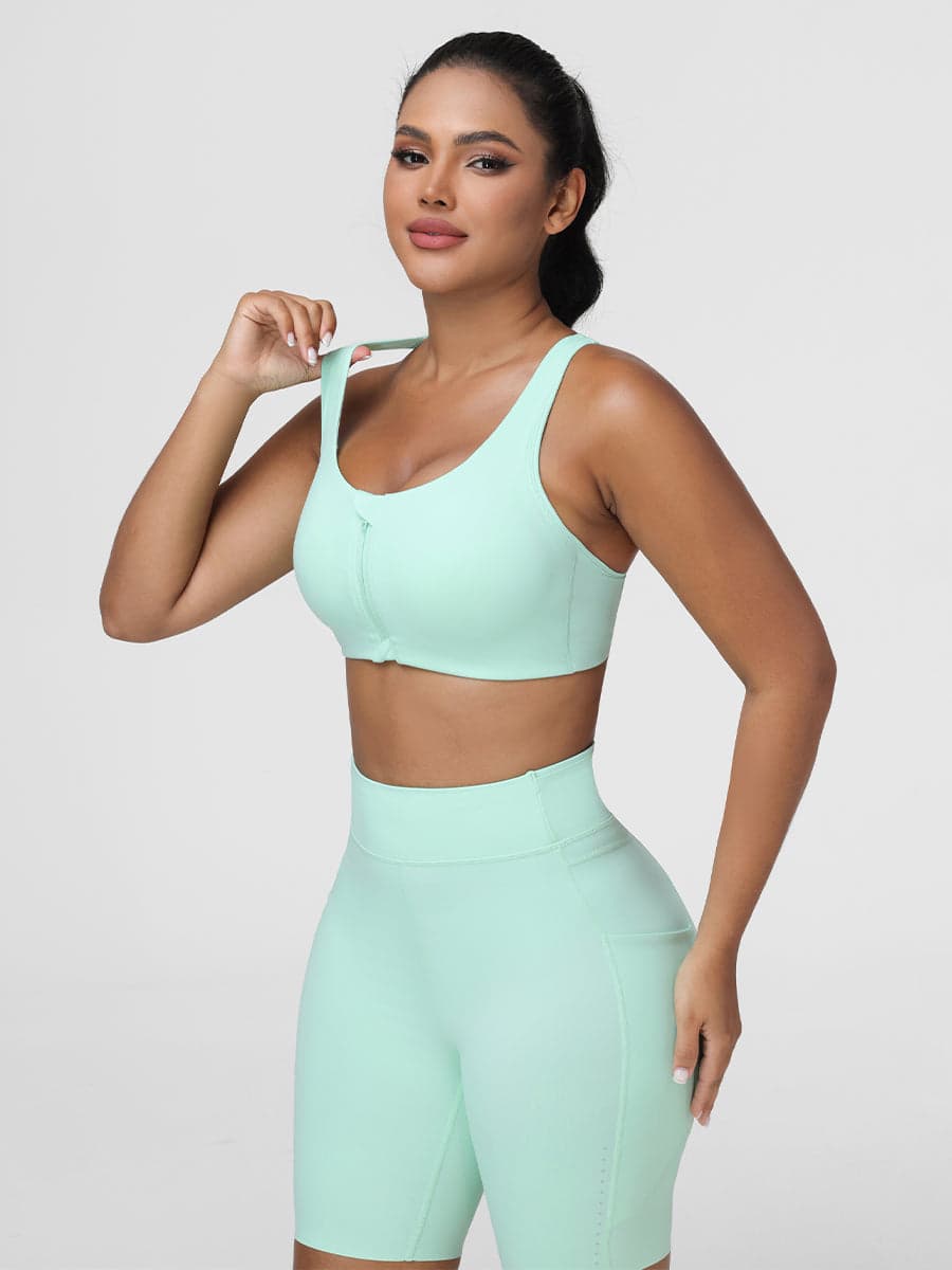 High-Support Zip Sports Bra & High-Waist Running Shorts Set
