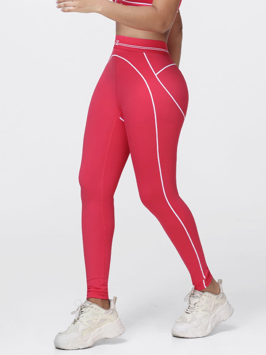 High Waisted Booty Sculpting Leggings for Women with Contrast Piping