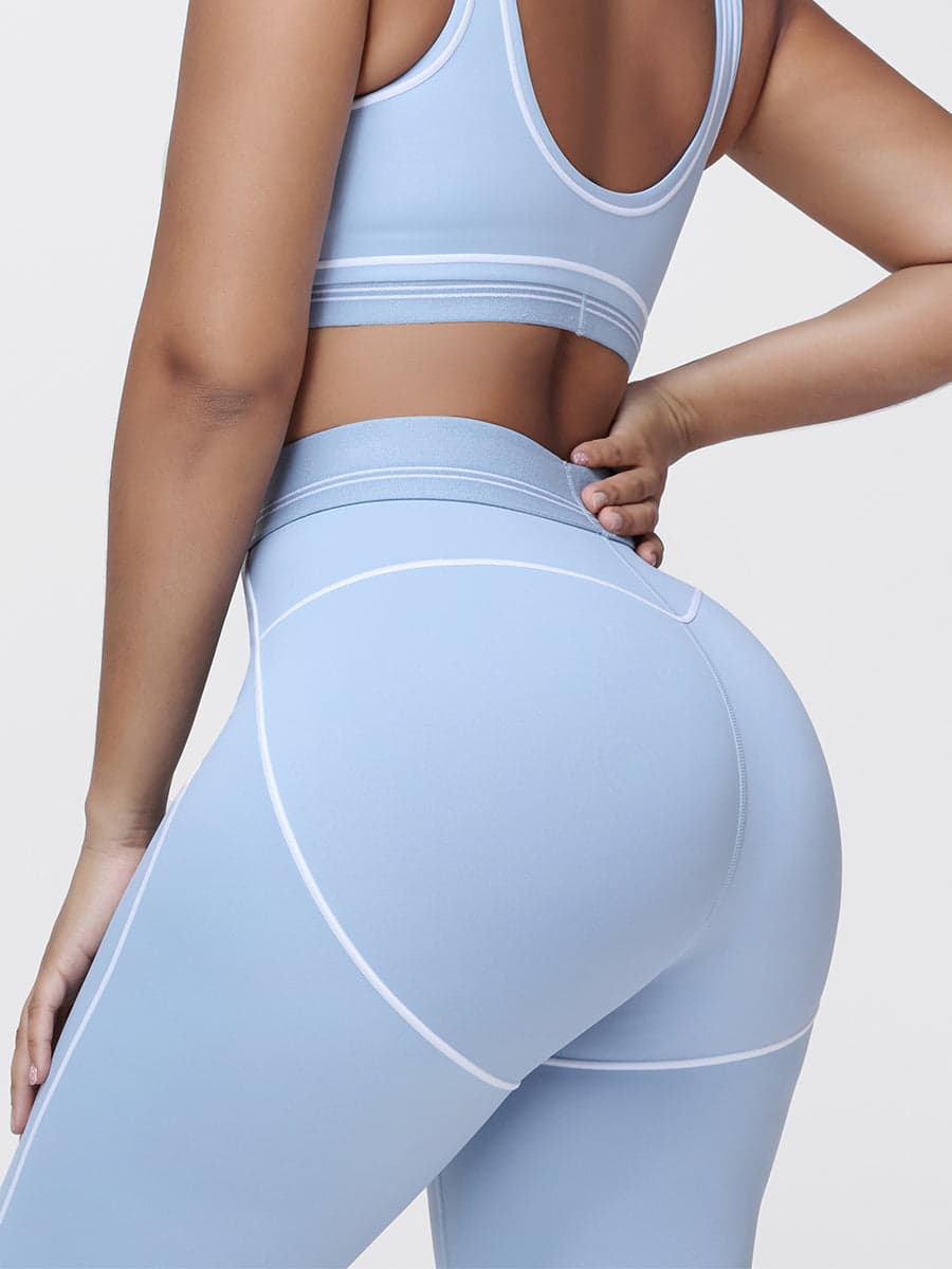 High Waisted Booty Sculpting Leggings for Women with Contrast Piping
