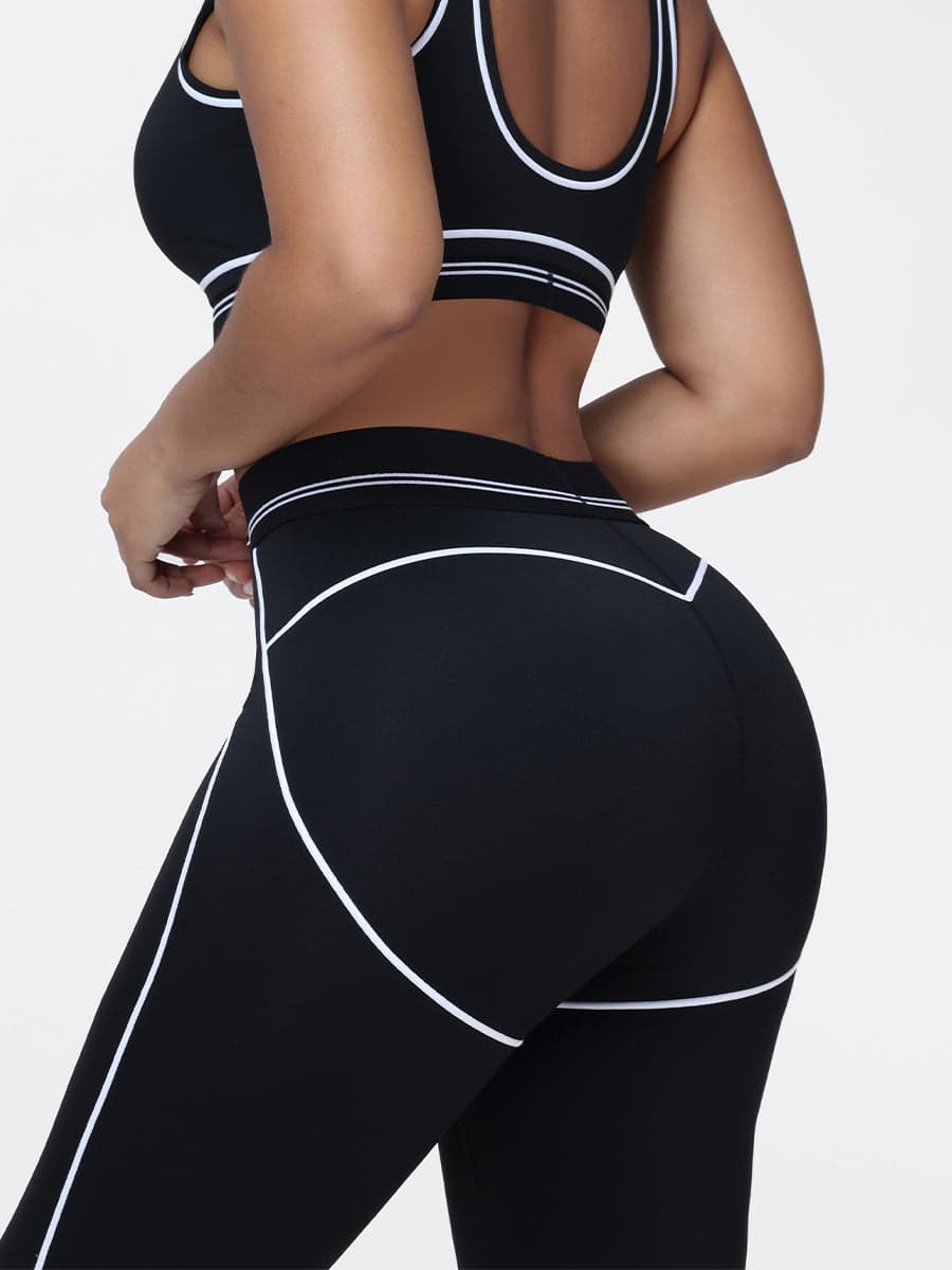 High Waisted Booty Sculpting Leggings for Women with Contrast Piping