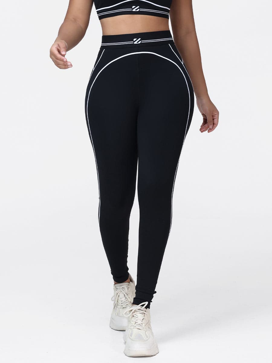 High Waisted Booty Sculpting Leggings for Women with Contrast Piping