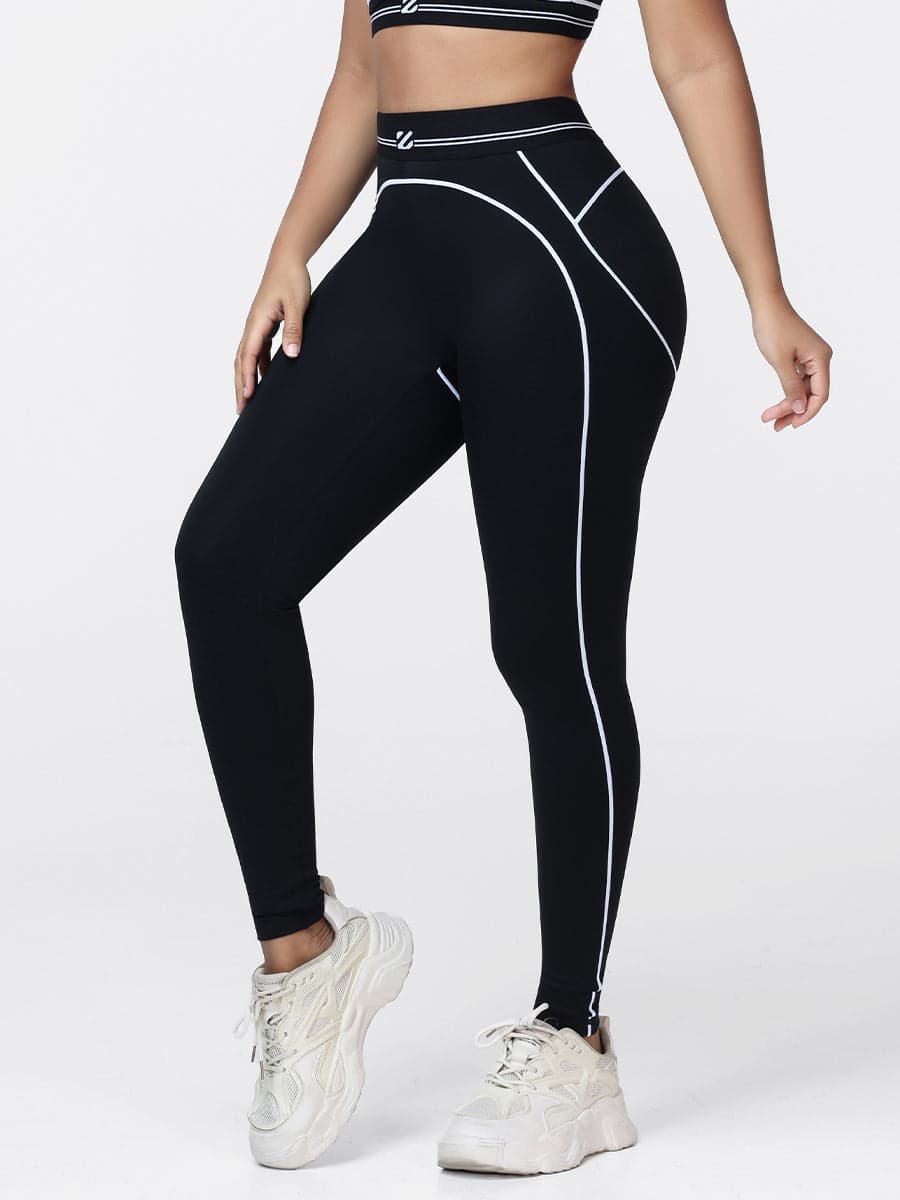 High Waisted Booty Sculpting Leggings for Women with Contrast Piping