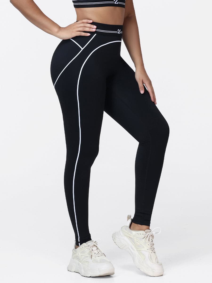 High Waisted Booty Sculpting Leggings for Women with Contrast Piping