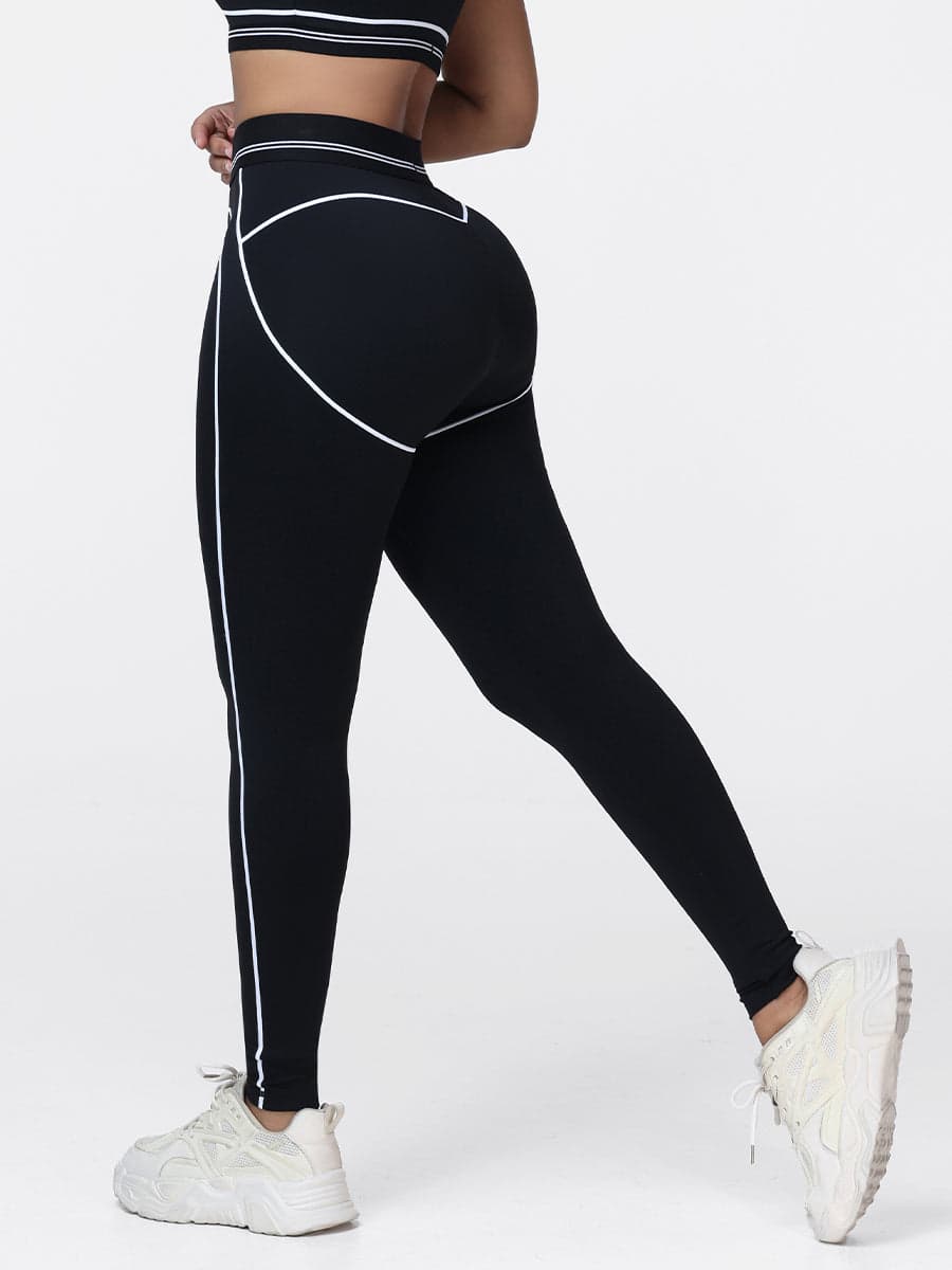 High Waisted Booty Sculpting Leggings for Women with Contrast Piping
