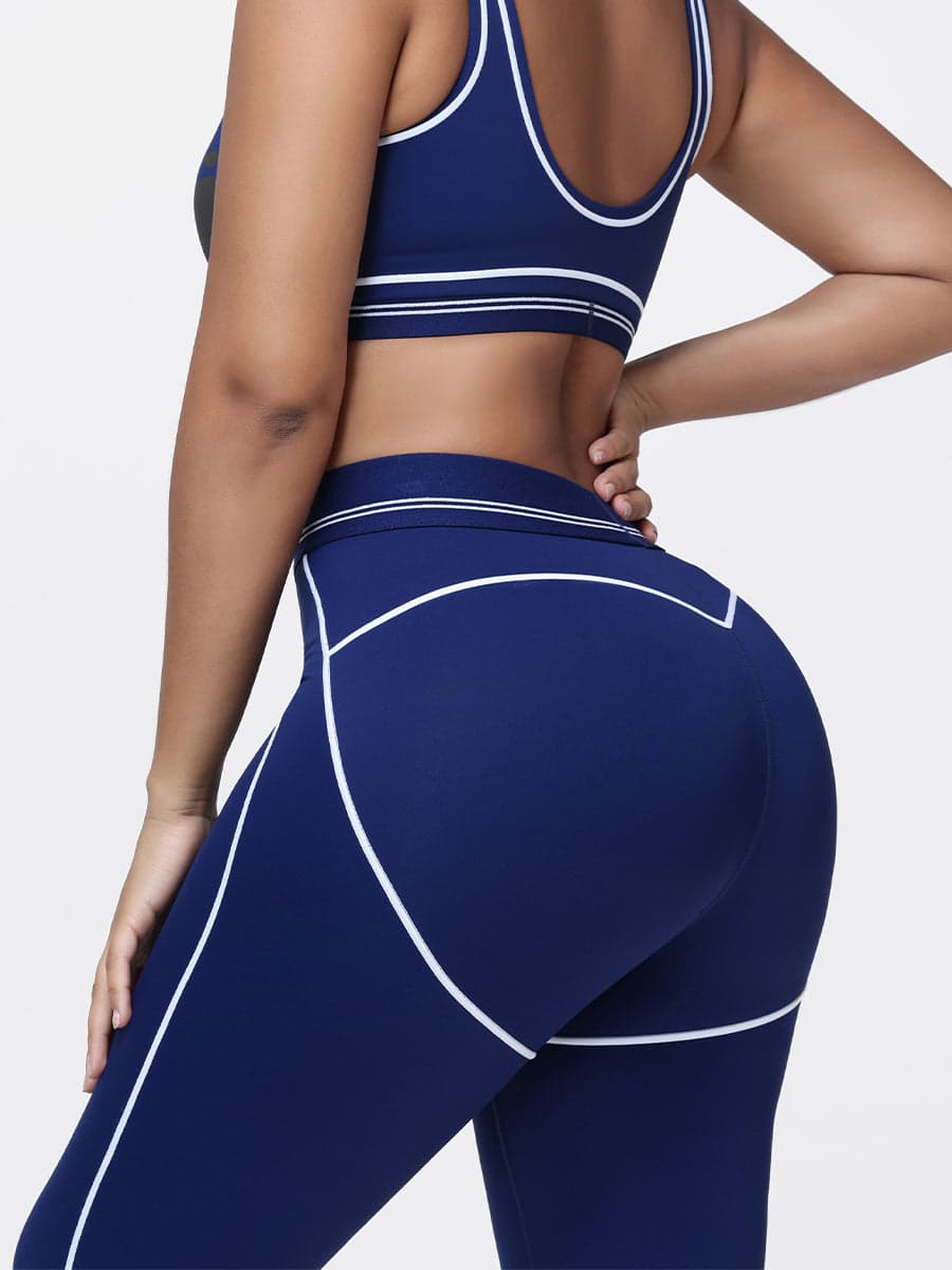 High Waisted Booty Sculpting Leggings for Women with Contrast Piping