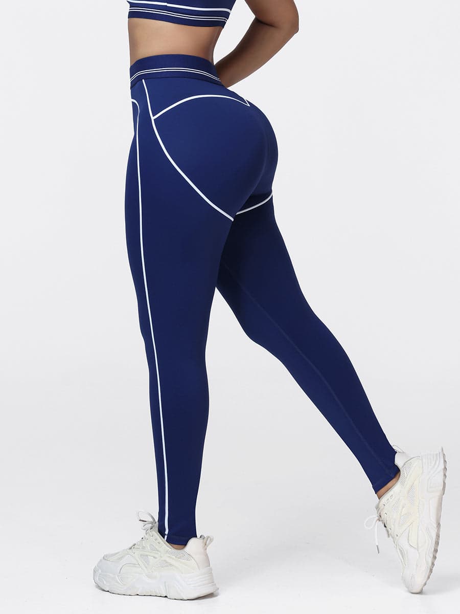 High Waisted Booty Sculpting Leggings for Women with Contrast Piping
