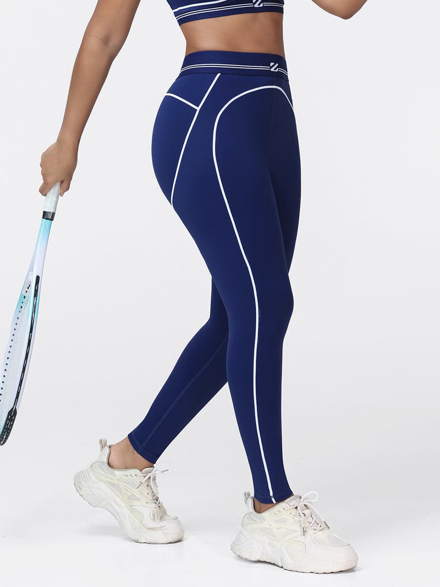High Waisted Booty Sculpting Leggings for Women with Contrast Piping