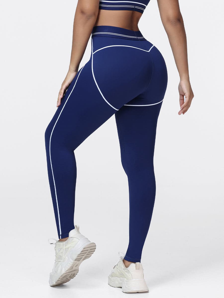 High Waisted Booty Sculpting Leggings for Women with Contrast Piping