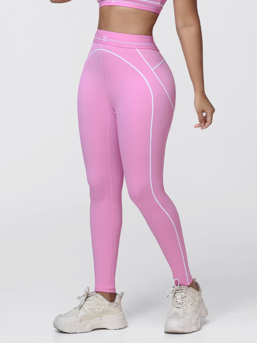 High Waisted Booty Sculpting Leggings for Women with Contrast Piping