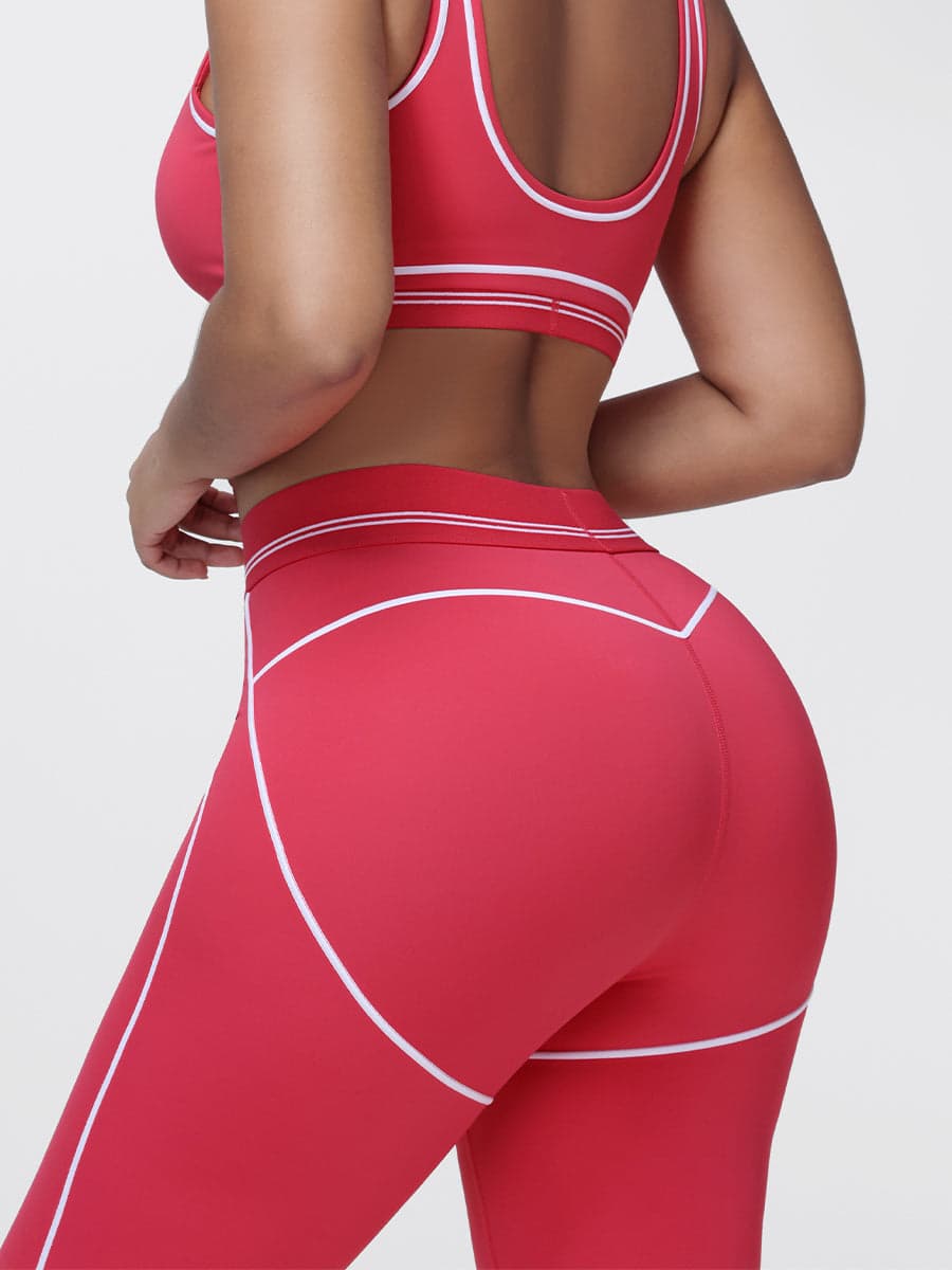 High Waisted Booty Sculpting Leggings for Women with Contrast Piping