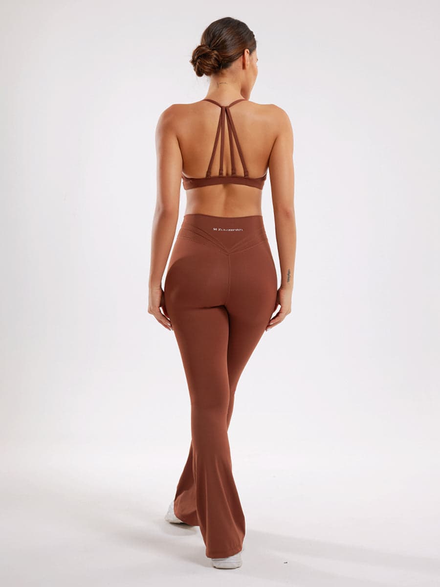 Workout Two Piece Outfits Flare Pants Tracksuit Sets