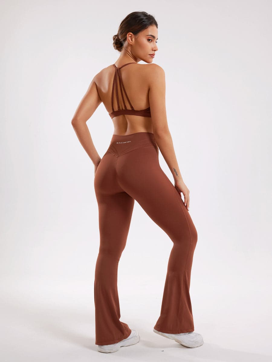Workout Two Piece Outfits Flare Pants Tracksuit Sets