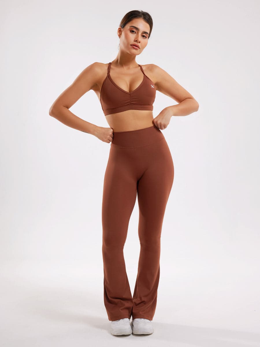 Workout Two Piece Outfits Flare Pants Tracksuit Sets