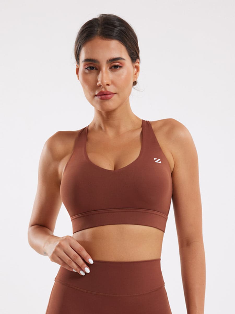 Brown Workout Two Piece Outfits Flare Pants Tracksuit Sets