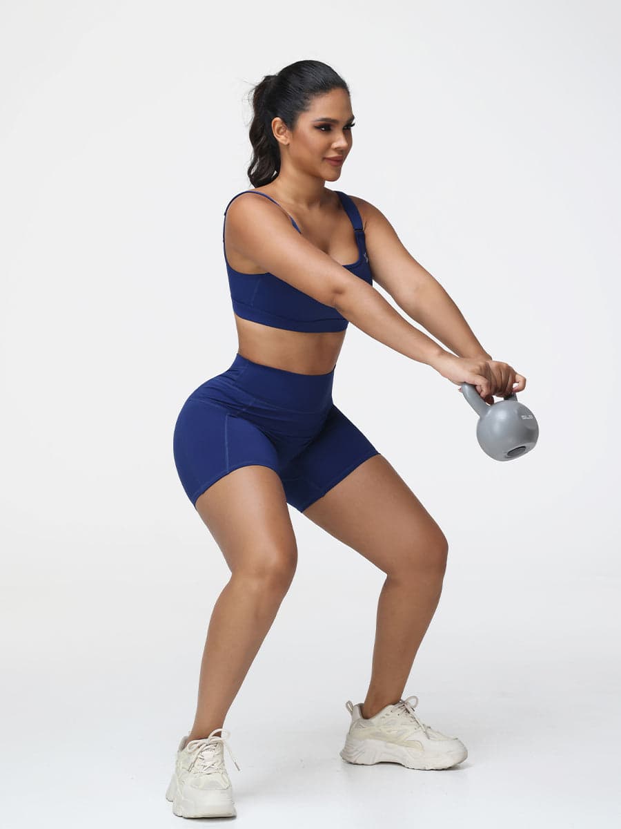 High Impact Sports Bra & Pocket Shorts Set for Women