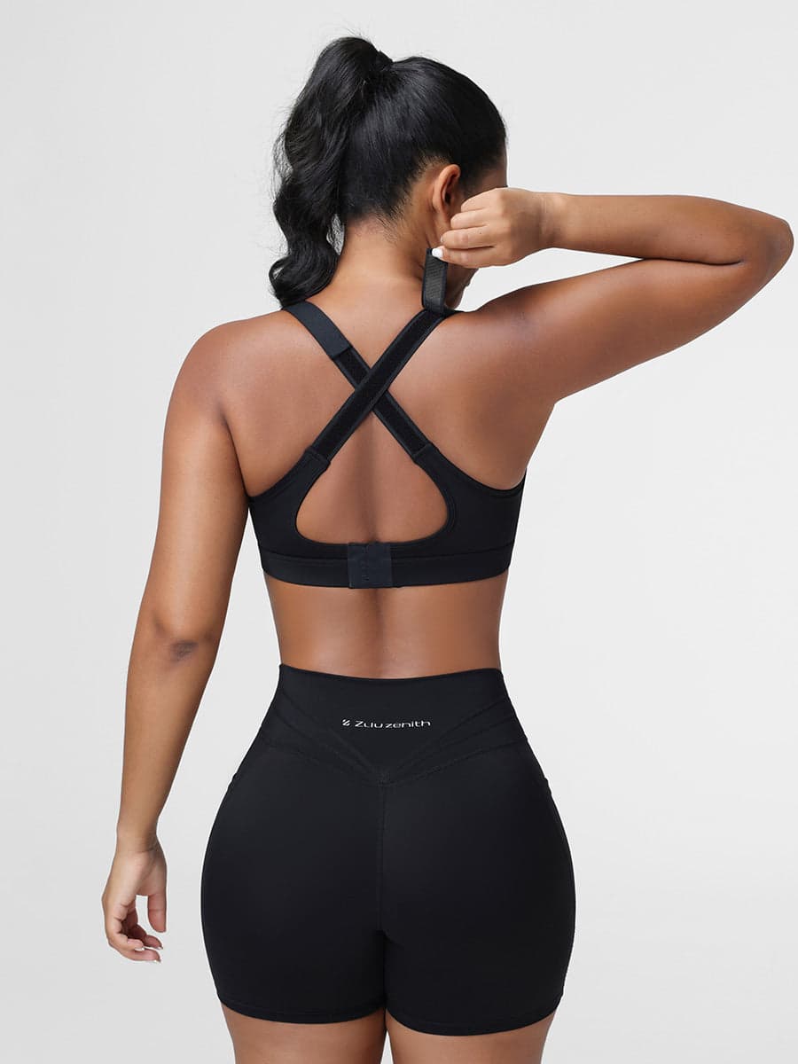 High Impact Sports Bra & Pocket Shorts Set for Women