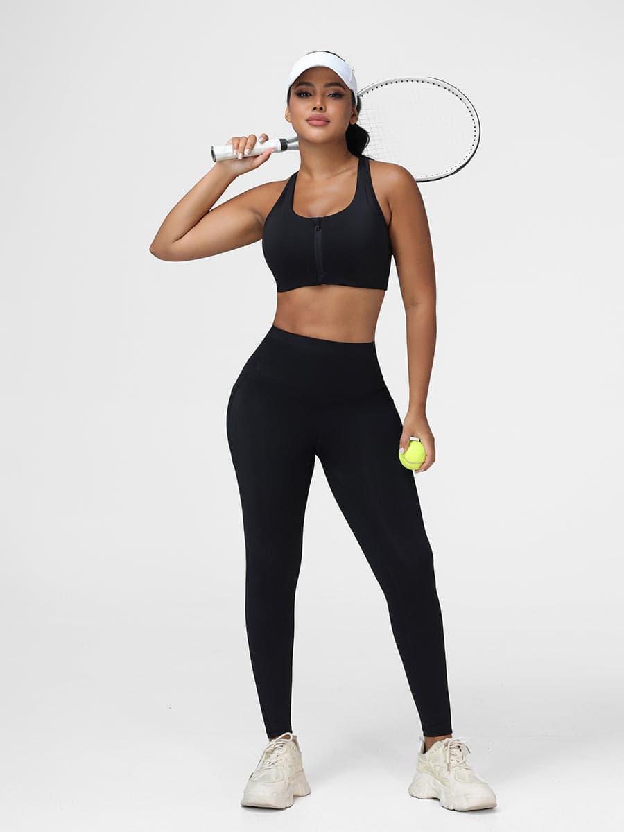 Zip-Front Sports Bra & Butt-Lifting Leggings Set