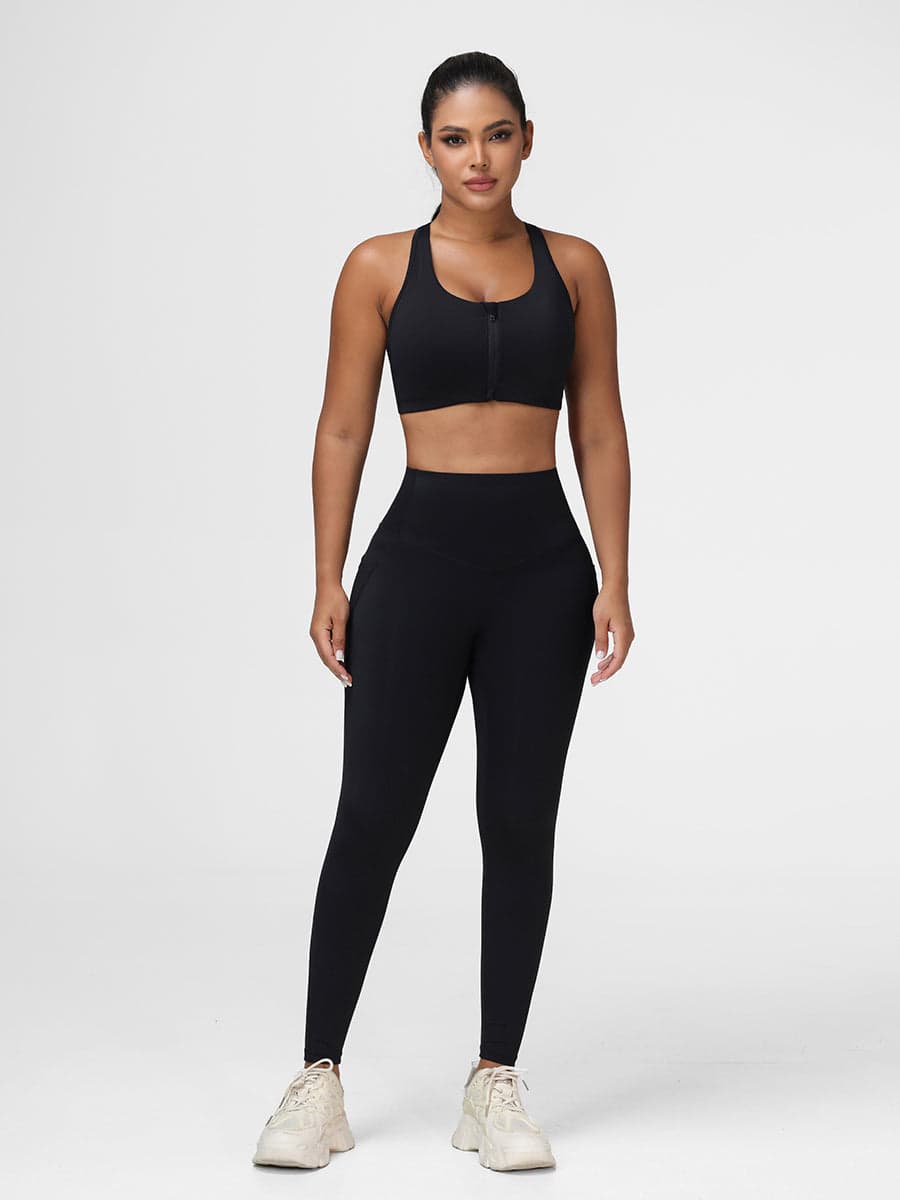 Zip-Front Sports Bra & Butt-Lifting Leggings Set