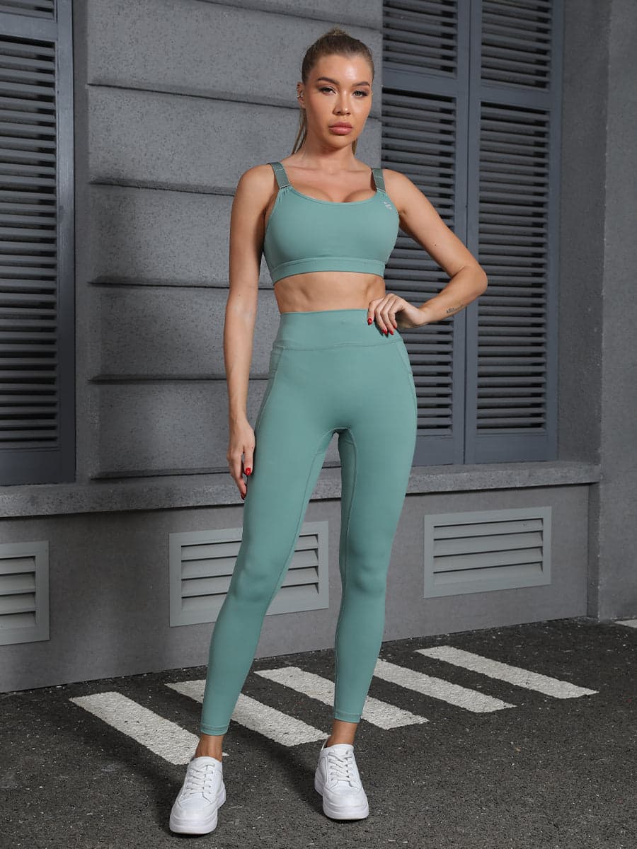 Super Elastic Yoga Set Green Sports Set