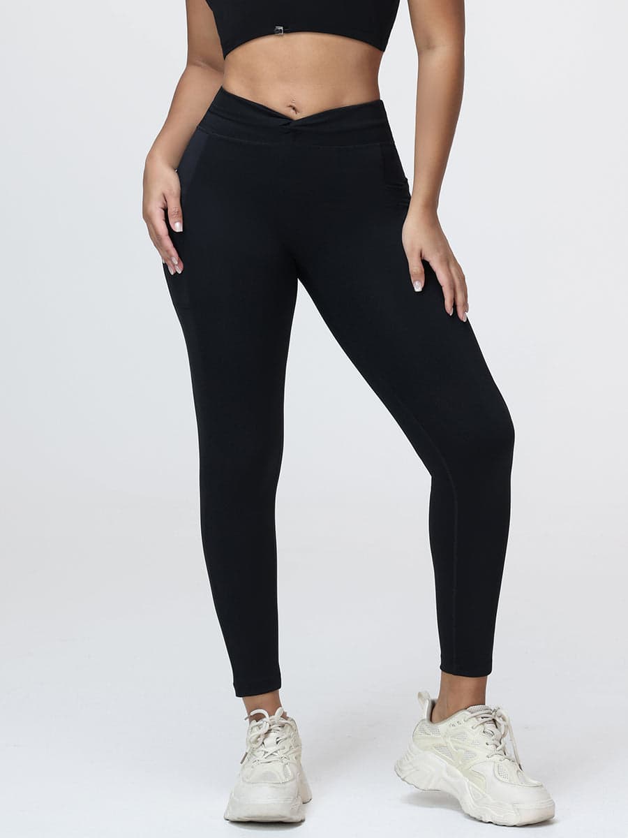 Twist Waist Sculpting Leggings with Pockets