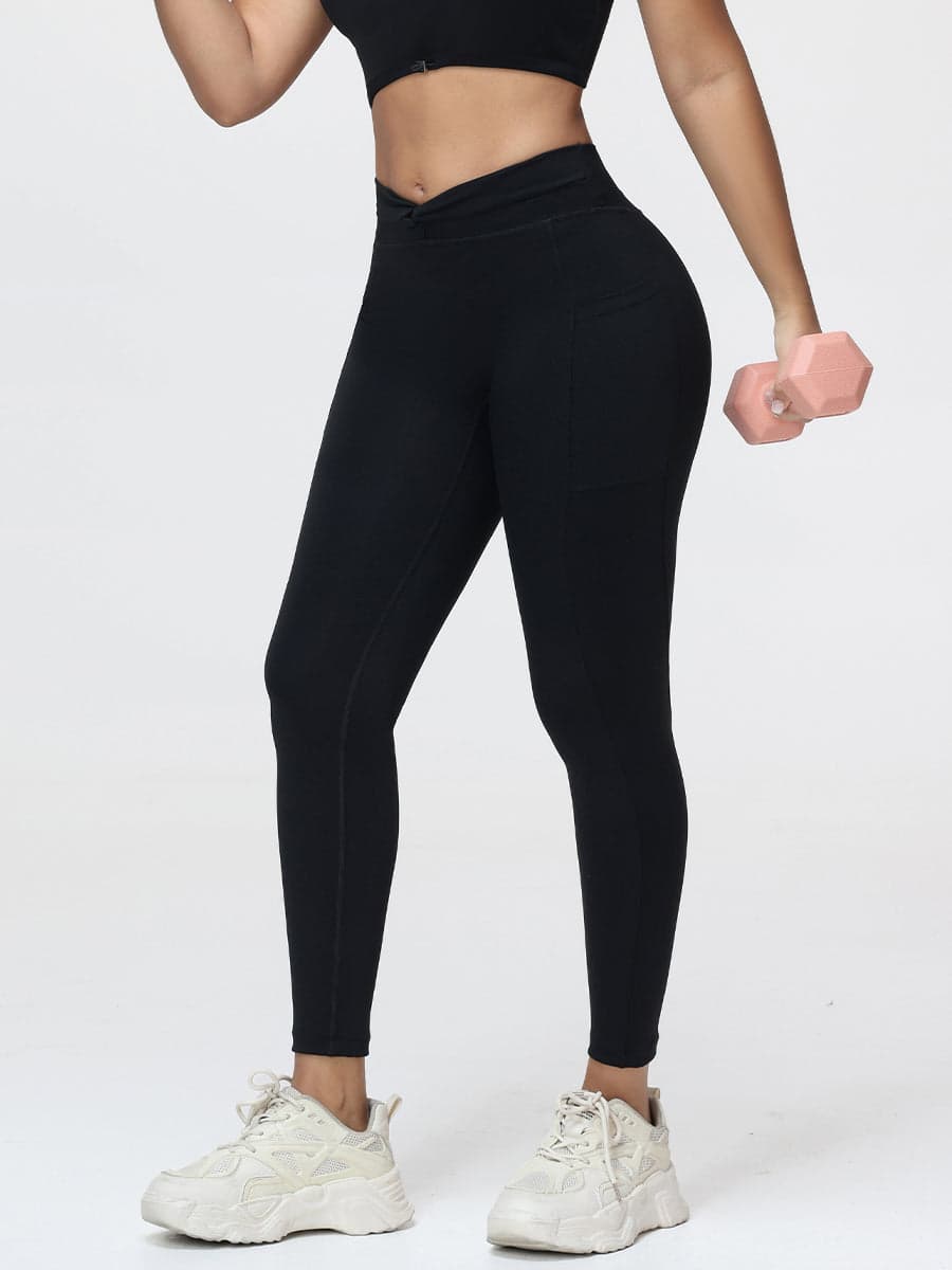 Twist Waist Sculpting Leggings with Pockets
