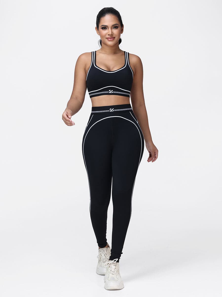 Contrast Piping Gym Set for Women