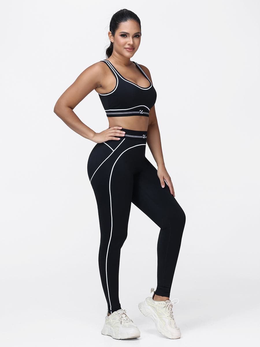 Contrast Piping Gym Set for Women