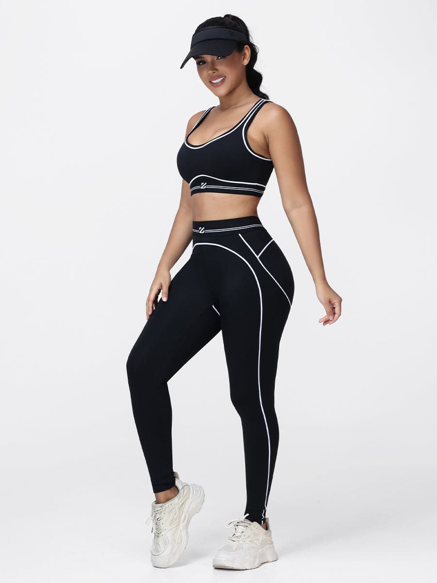 Contrast Piping Gym Set for Women