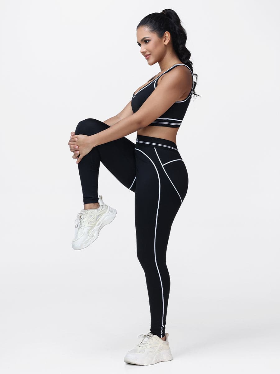 Contrast Piping Gym Set for Women