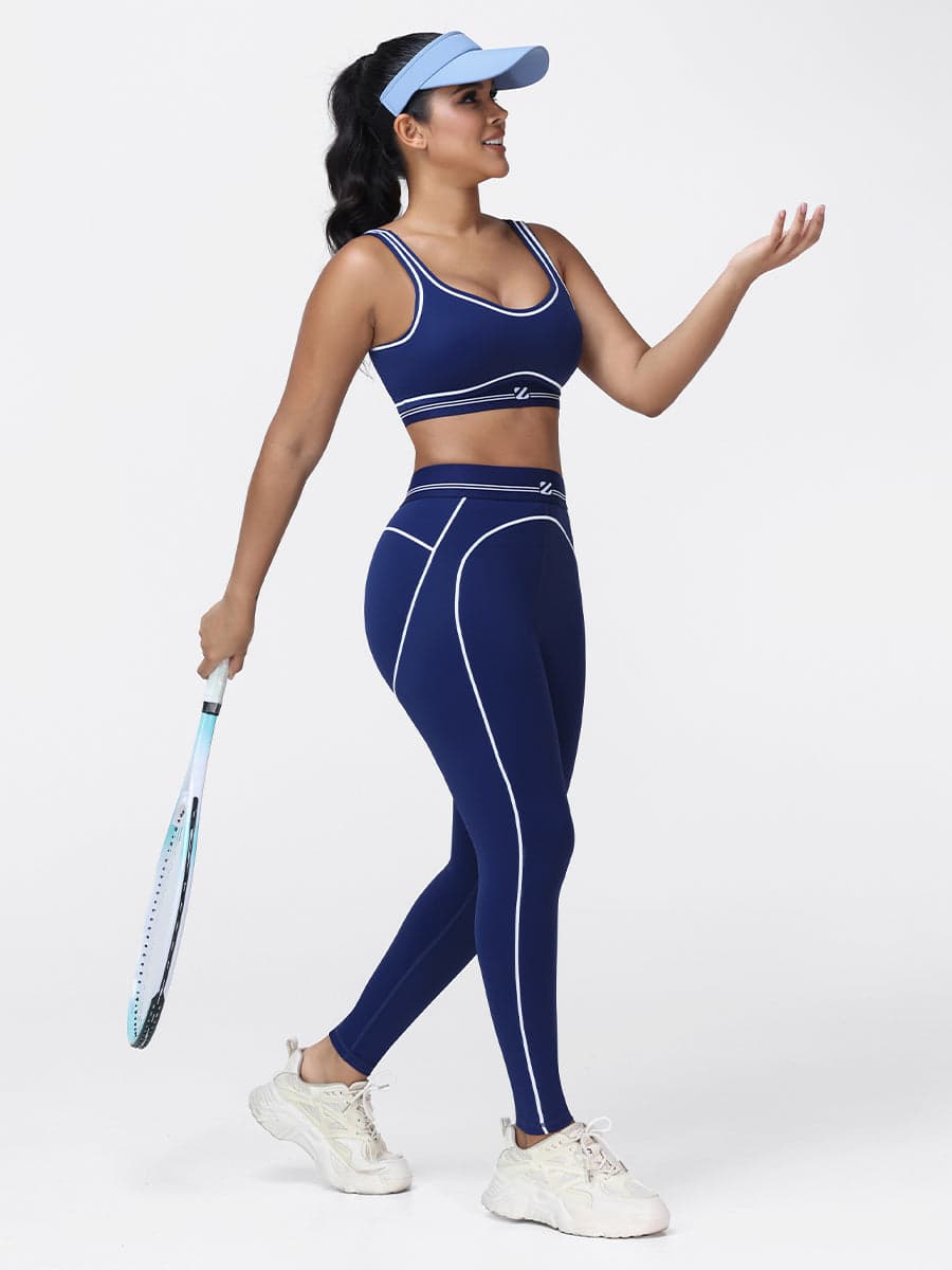 Contrast Piping Gym Set for Women