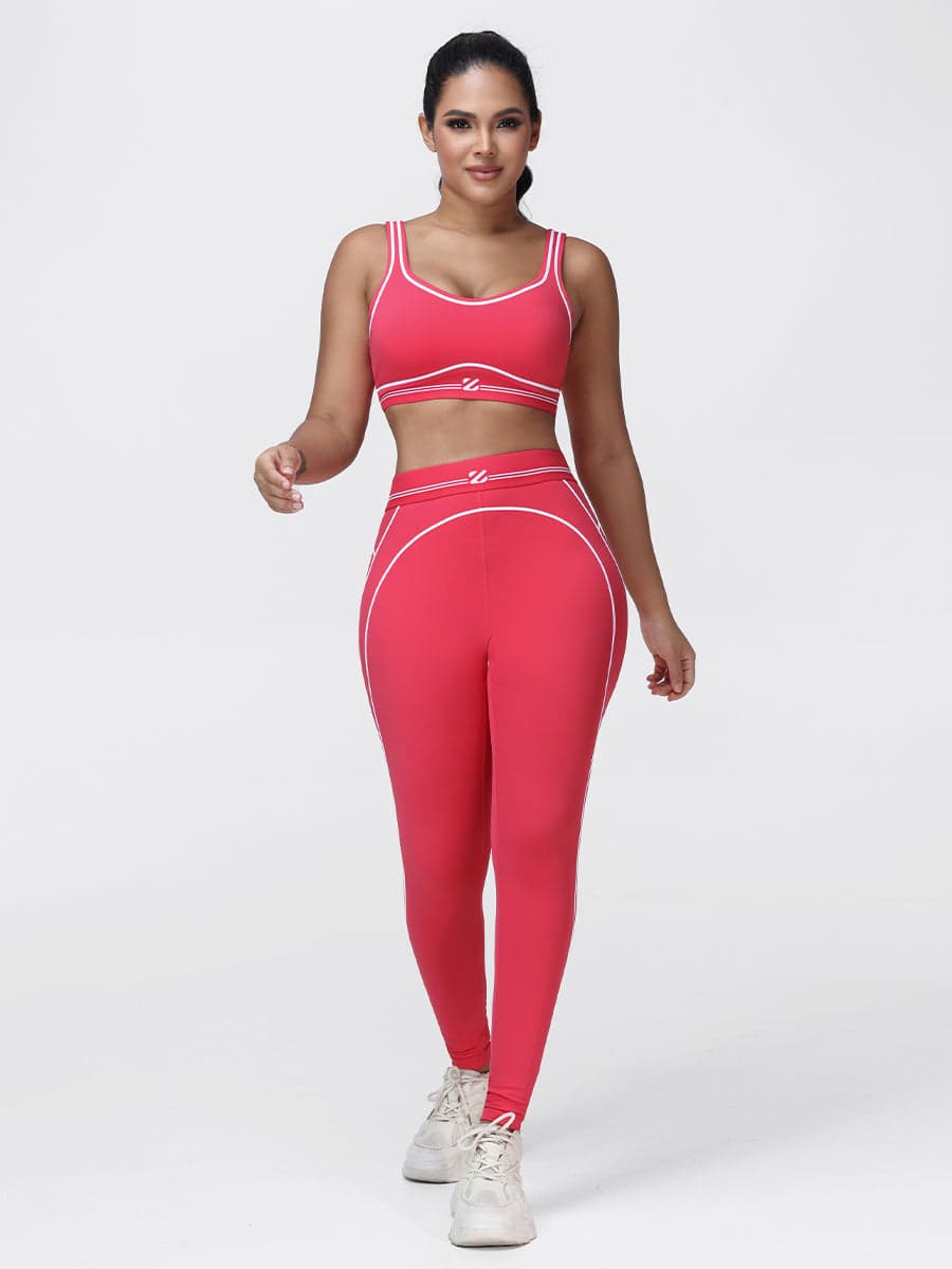 Contrast Piping Gym Set for Women