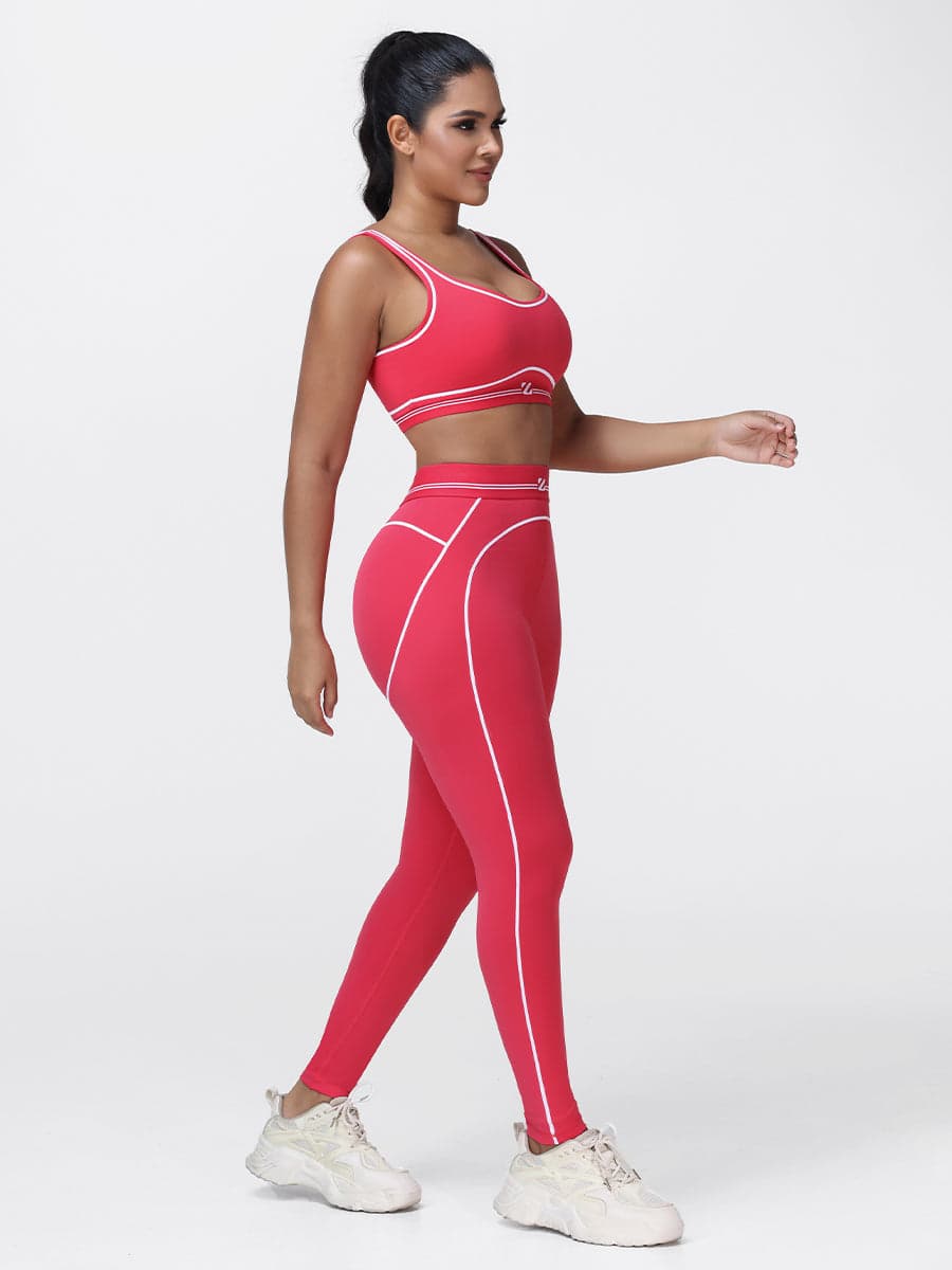 Contrast Piping Gym Set for Women