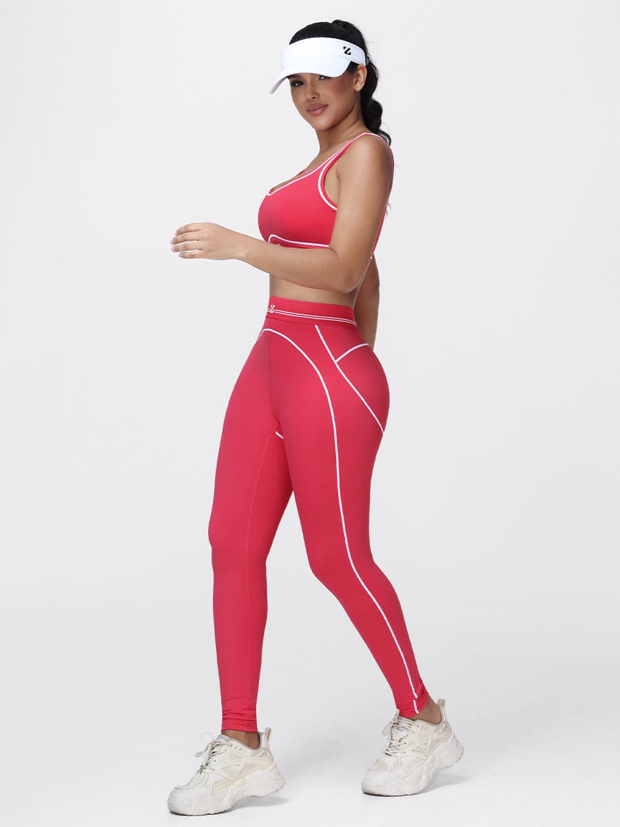 Contrast Piping Gym Set for Women