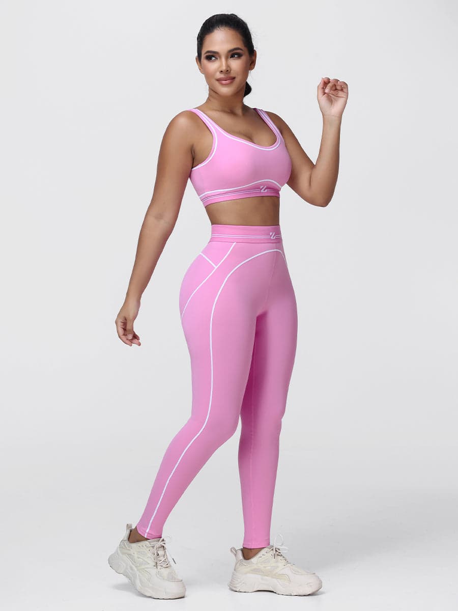 Contrast Piping Gym Set for Women