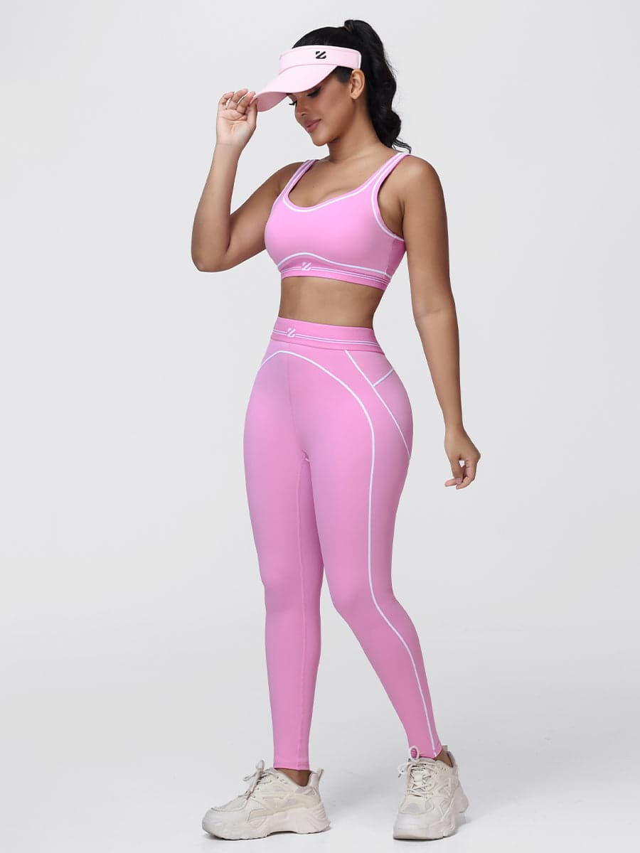 Contrast Piping Gym Set for Women
