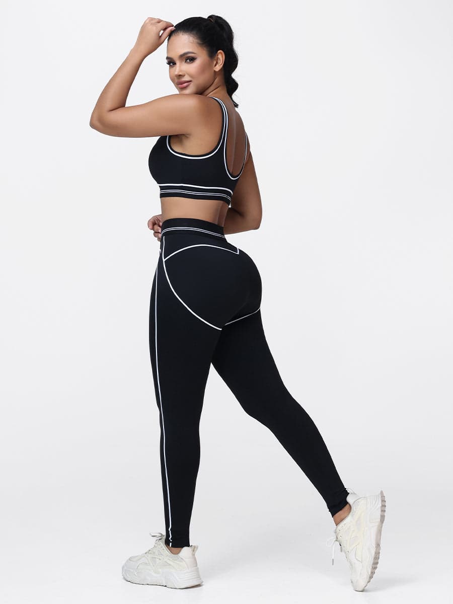 Contrast Piping Gym Set for Women