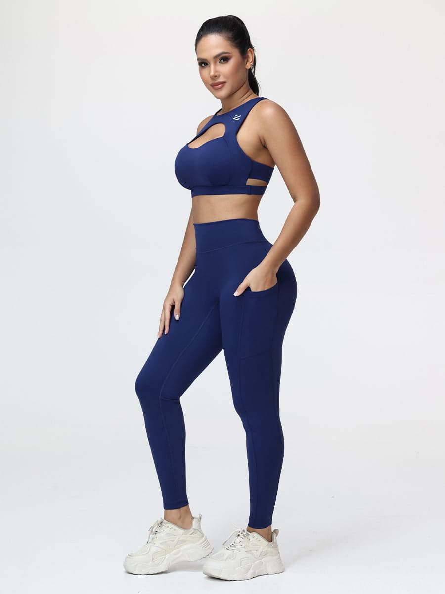 Women’s High-Support Gym Set with Racerback Sports Bra and V-Back Leggings
