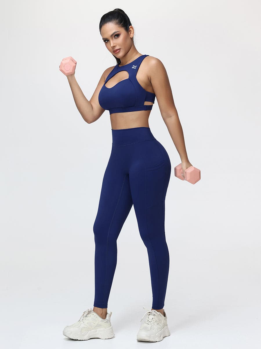 Women’s High-Support Gym Set with Racerback Sports Bra and V-Back Leggings