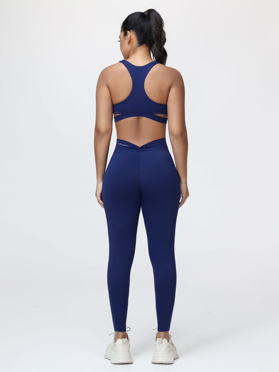Women’s High-Support Gym Set with Racerback Sports Bra and V-Back Leggings