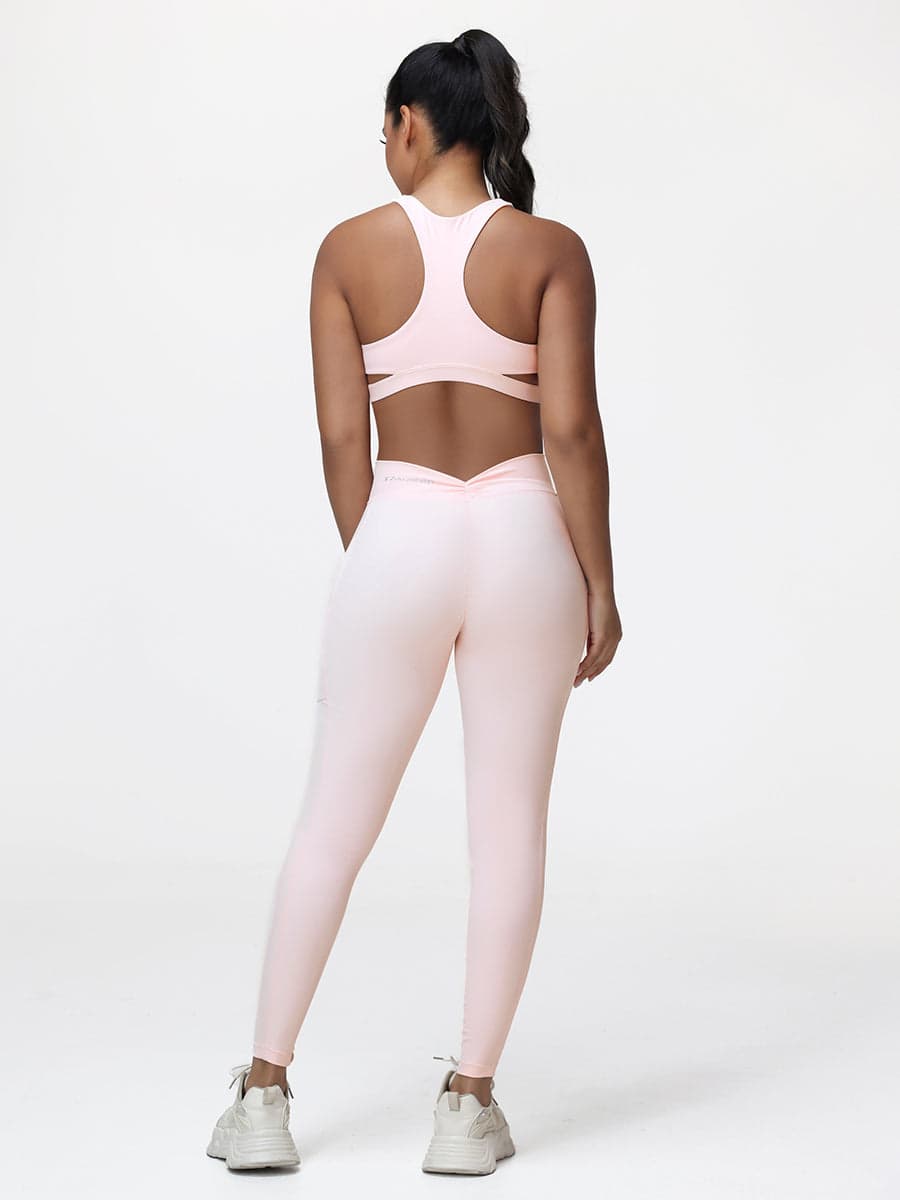Women’s High-Support Gym Set with Racerback Sports Bra and V-Back Leggings
