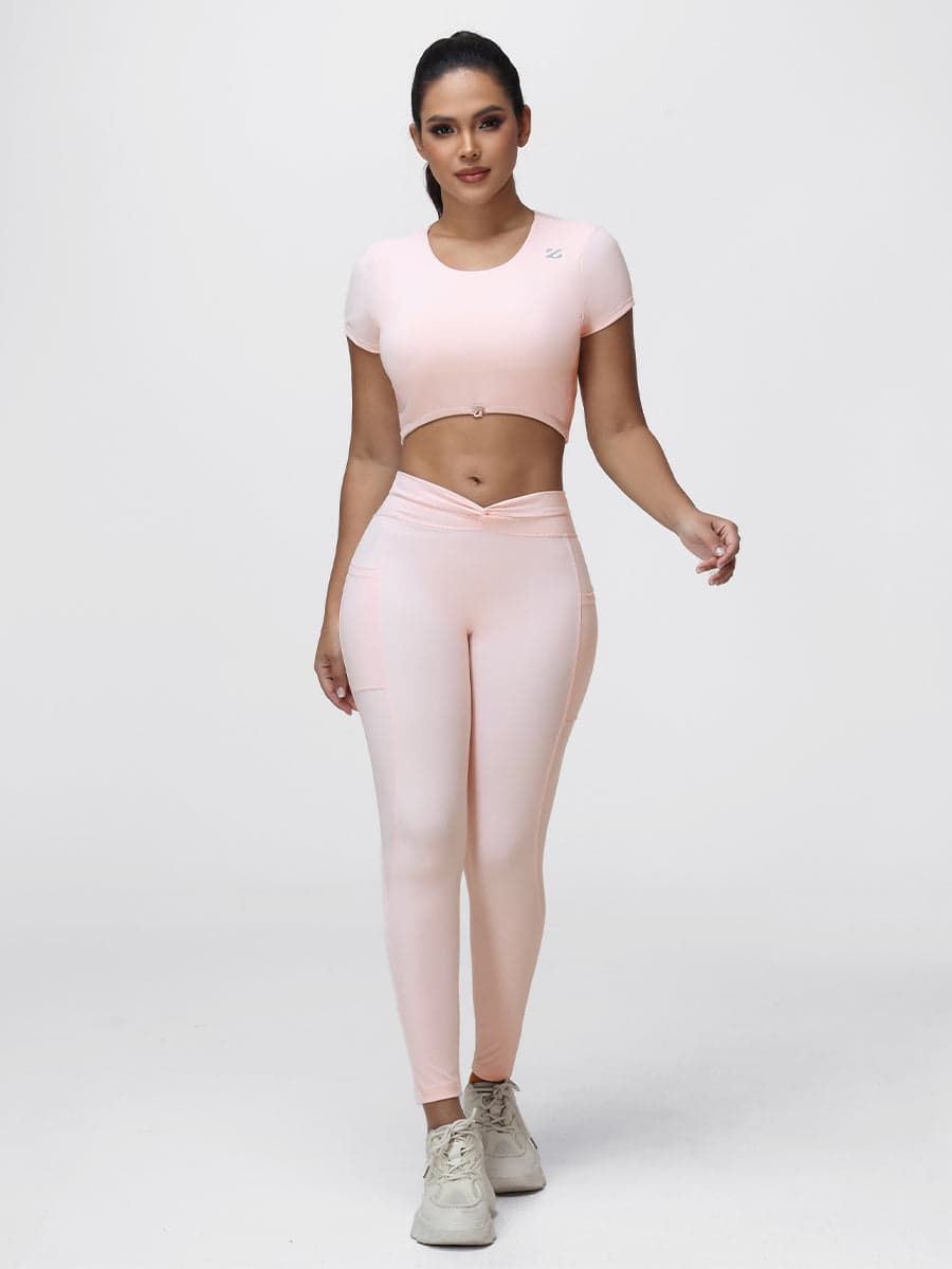 Women’s Open Back Workout Set with Twist Waist Leggings