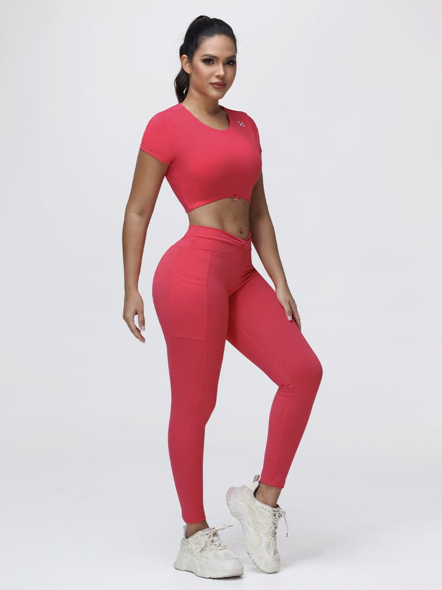 Women’s Open Back Workout Set with Twist Waist Leggings